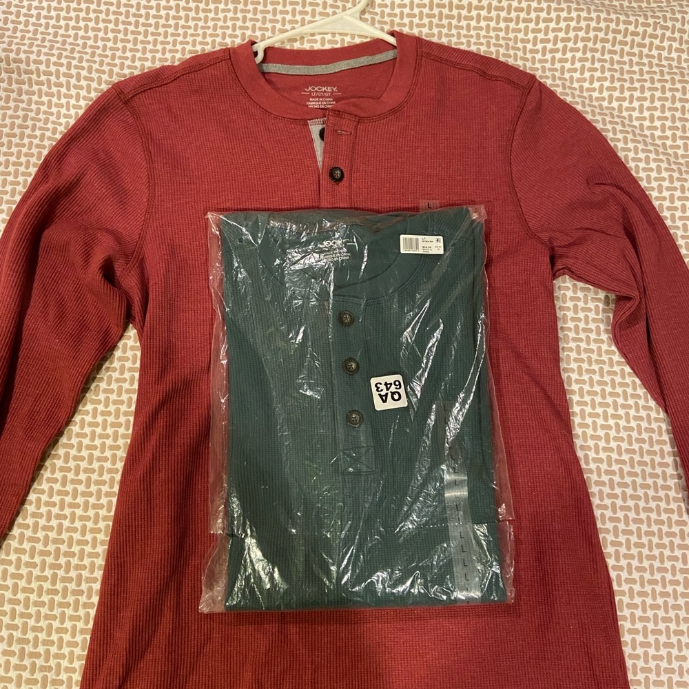 Jockey Sweaters set of 2 brand new Green Red Large tall LT buttoned sweater two